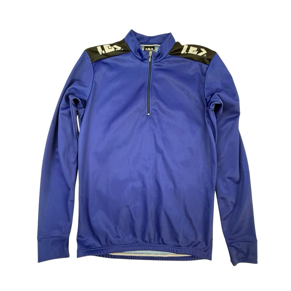 Louis Garneau Long Sleeve Cycling Jersey Medium Blue Pullover 1/4 Zip